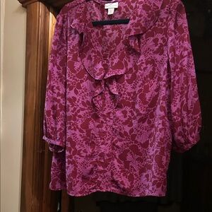 Liz Claiborne Magenta Floral Blouse